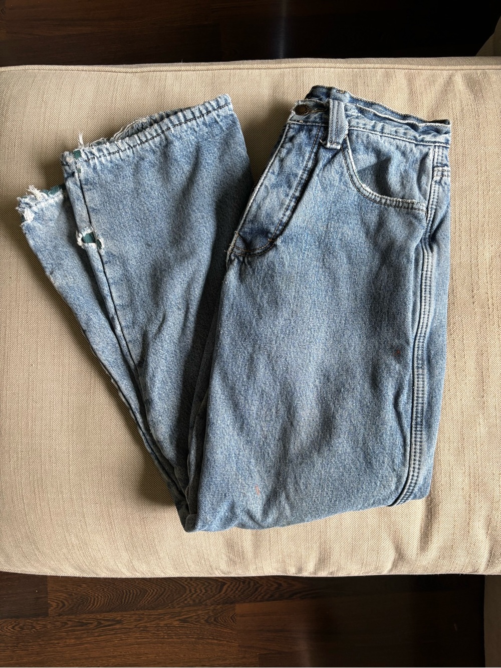 Distressed Stanley Lined Fleece Light Wash Denim Jeans - Classic Straight Fit